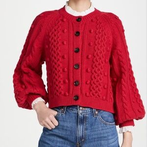 THE GREAT. MOUNTAINSIDE CARDIGAN DEEP ROSE SZ 1